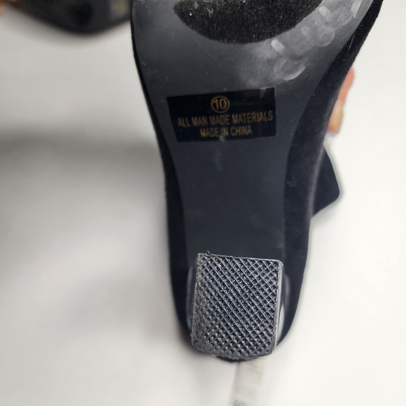 Liliana Black Sock Booties with Clear Plastic Heel Size 10 - Picture 5 of 10